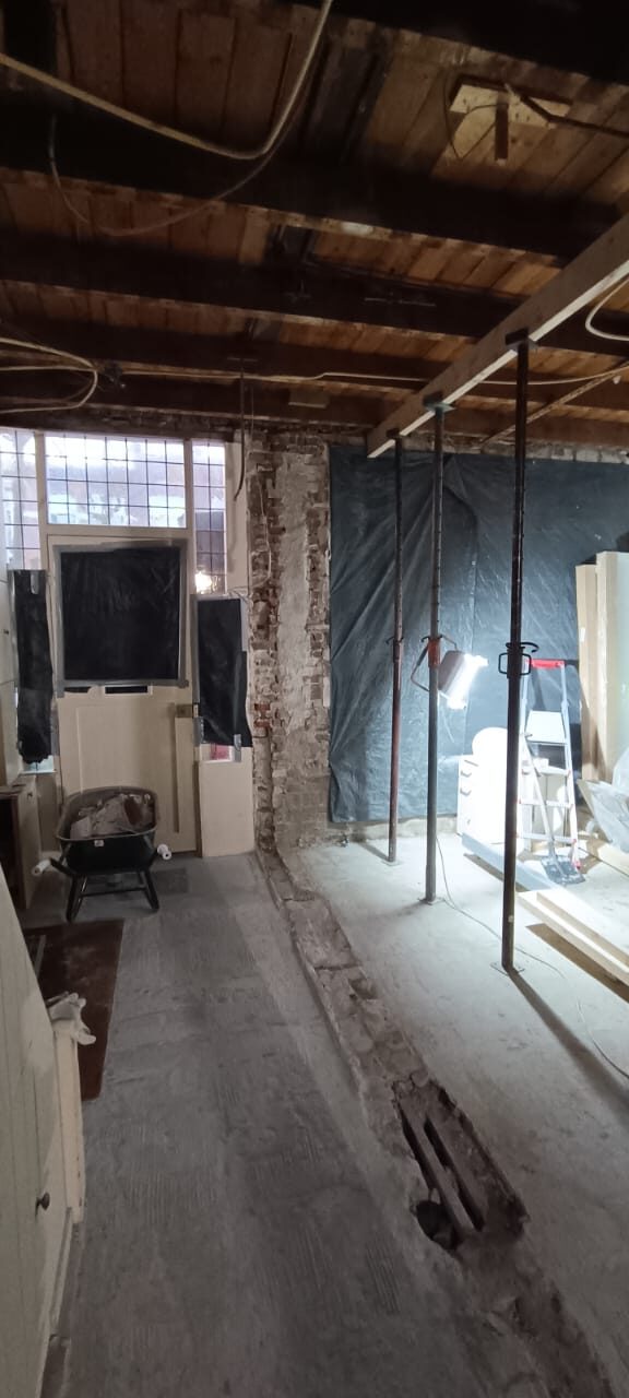 The ground floor stripped back to the structure